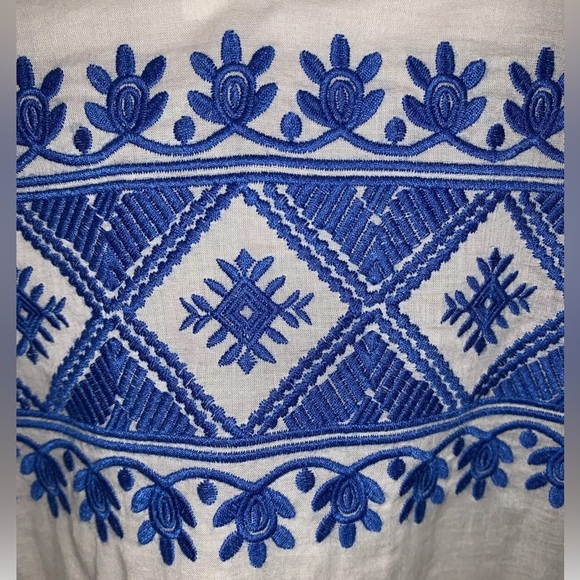 Tory Burch Stephanie Embroidered Coverup Tunic Top Ivory/blue Sz M NWT - Picture 9 of 13